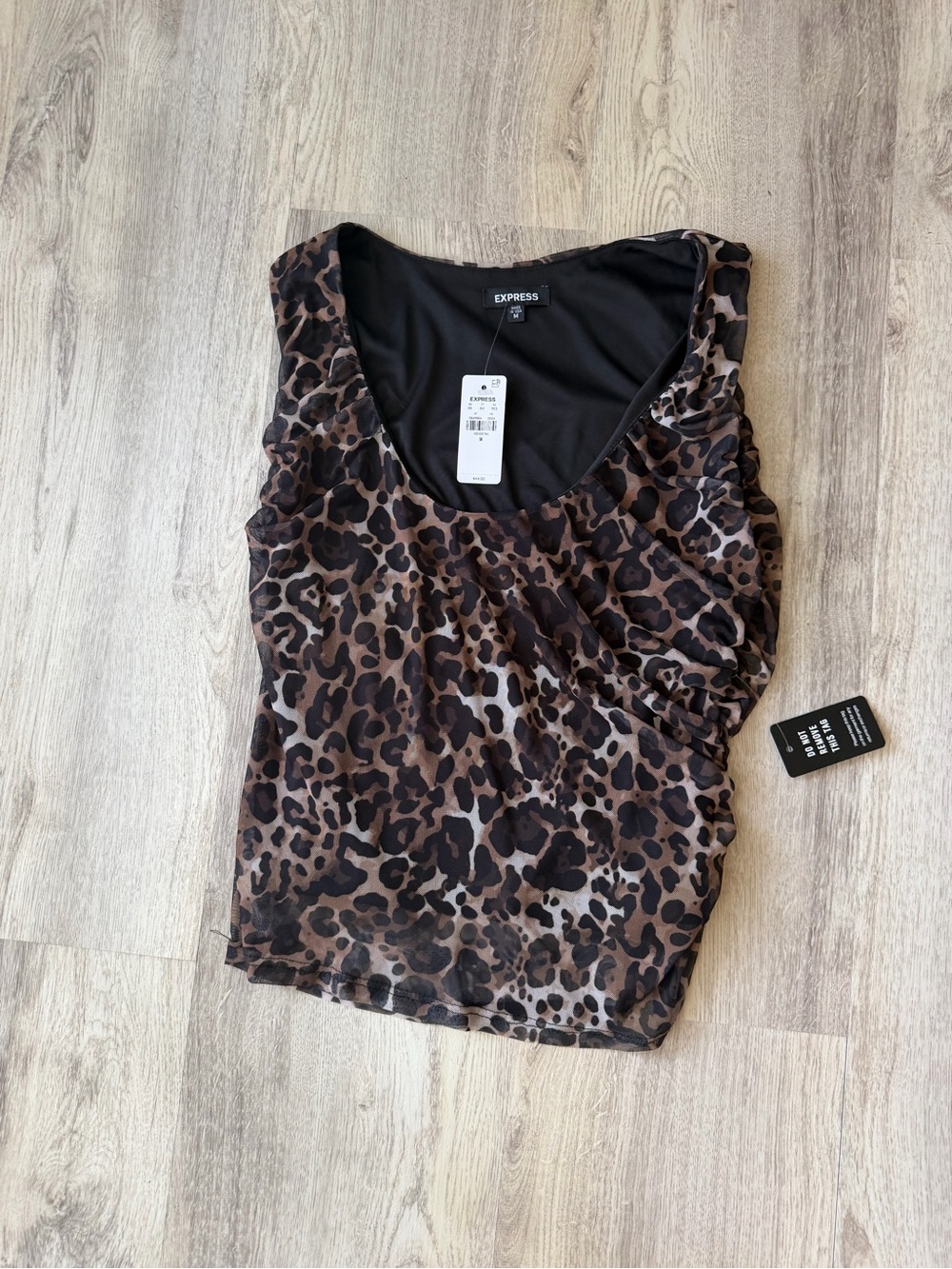 Express Leopard Print Sleeveless Tank Top - Brown & Black